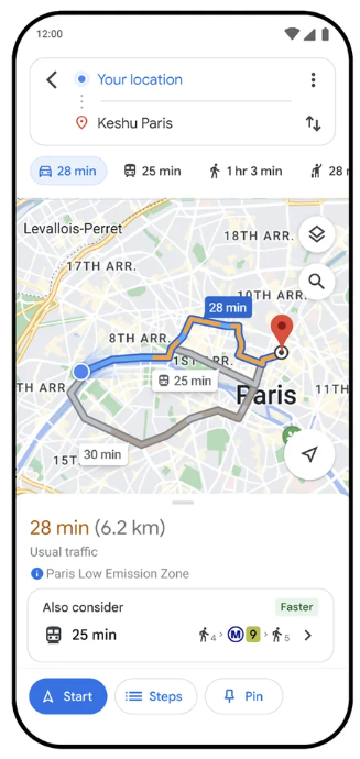 
                Google Maps: Νέα λειτουργία με βιώσιμες εναλλακτικές διαδρομές (pics)            