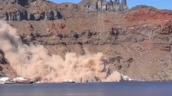Θηρασιά: Μεγάλη κατολίσθηση προκάλεσε ζημιές σε καταστήματα